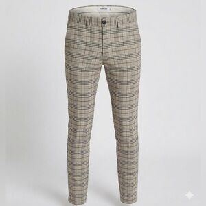Topman Men’s Tan Plaid Skinny Pants 28x32 Black White Check